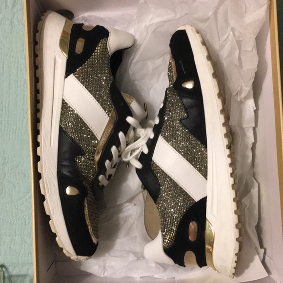 MICHAEL Michael Kors Shoes - Michael Kors Gold and Black Monroe Trainers
